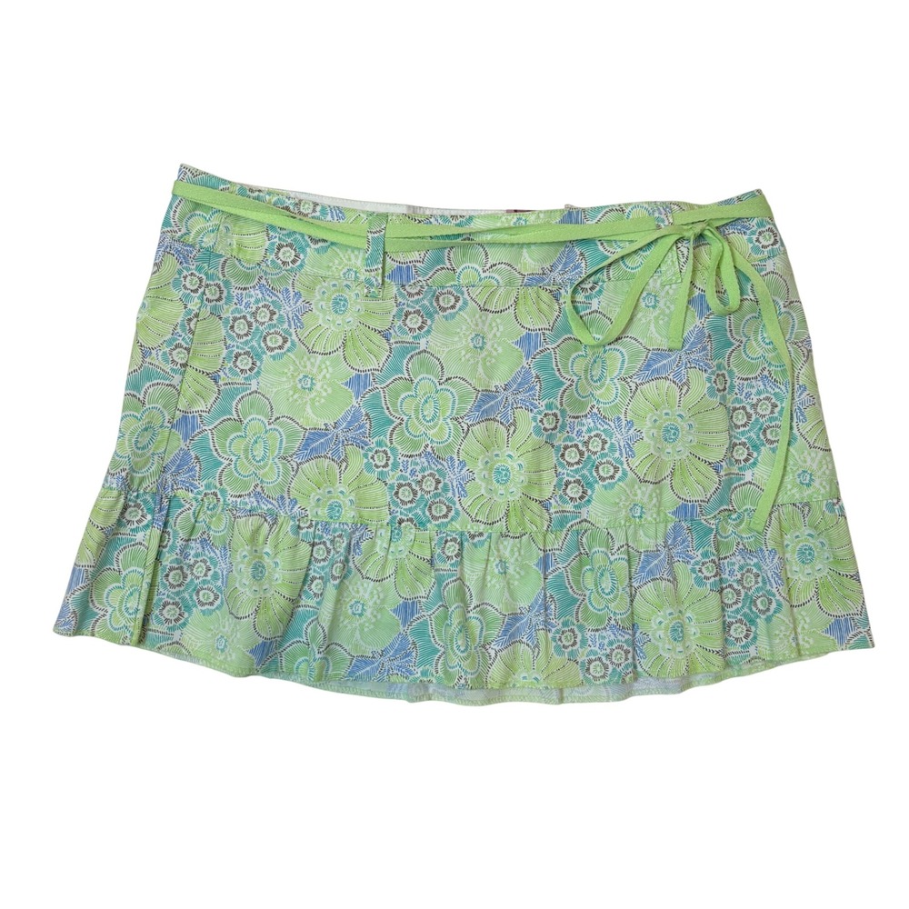 Y2K Floral Mini Skirt Side Tie Ruffle Hem McBling Mall Girl Juniors Size 11